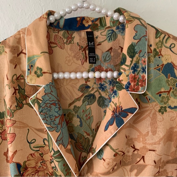 Zara Piped Floral Maxi Shirt Kimono Dress - Picture 11 of 16